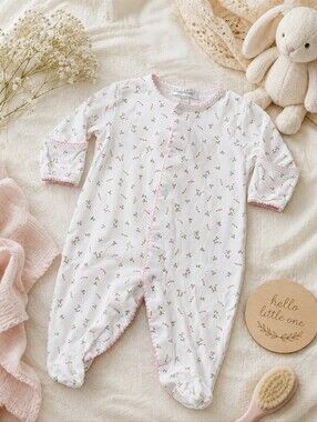 Kissy Kissy Floral Footie Sleeper 0–3M Pima Cotton Pink Roses